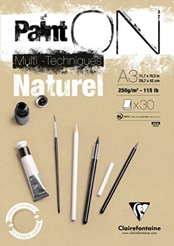 Clairefontaine Paint-On - Bloc de cartulina para pintura (A3, natural), multicolor