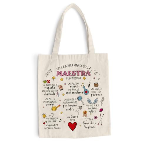 Shopping Bag Maestra Personalizzabile Idea Regalo Fine Anno Natale Pasqua
