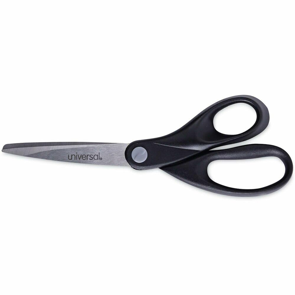 Economy Scissors, 8" Length, Straight Handle, Stainless Steel, Black