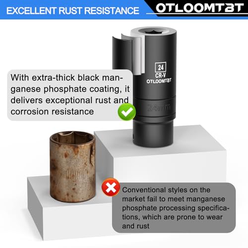 14-Piece 1/2-Inch Super-Rugged and Durable Impact Socket Set, Well-Made Industrial Grade Thicker Metric Deep Sockets & Socket Sets with Drill Socket Adapter 1/2 Drive, exceed than ANSI