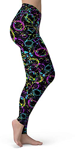 Image of sissycos Women's 80s Leggings Neon Artistic Splash Printed Buttery Soft Stretchy Pants