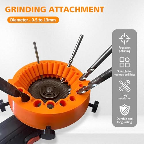 Image of AASONS Drill Bit Sharpener For 4inch (115mm) Angle Grinder Utility Attachment Multi Drill Bit /Screwdriver Tip Sharpening Tool For Full Size 0.5-13mm Drill Bits, Universal Drill Sharpener