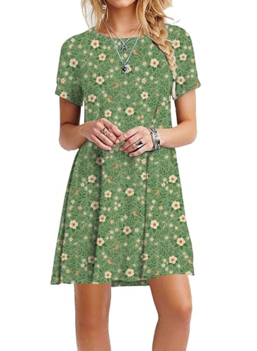 Image of TOPONSKY Women's Casual Plain Simple Loose Flowy Short-Sleeve T-Shirt Dress
