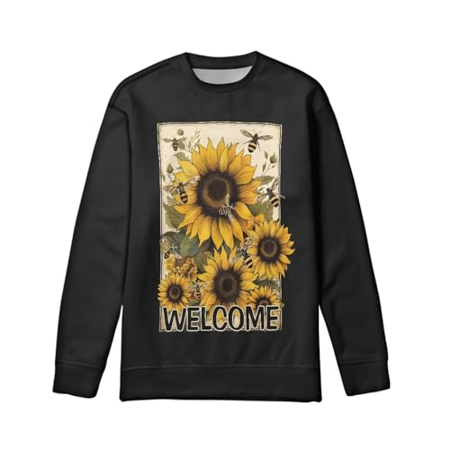 Kids Casual Crewneck Sweatshirt Funny Print Pullover Long Sleeve Tops
