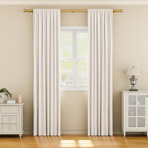 Image of YaFex Curtain Rods 2 Pack 32-84 Inch, Heavy Duty 1 Inch Curtain Rod, Gold Long Adjustable Window Treatment Rods, Modern Design, Easy Installation
