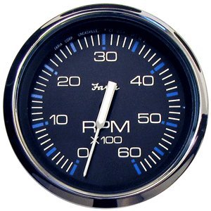 Faria Chesapeake Black SS 4-inch 6000 RPM Gas Tachometer front view