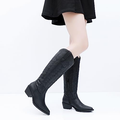 Image of GLOBALWIN Women's Knee High Long Pointed Toe Western Cowboy Boots For Women