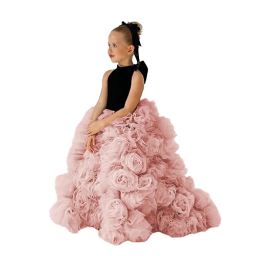 High Neck Tulle Flower Girl Dresses for Wedding Kids Princess Pageant Dress Girls Prom Party Ball Gown