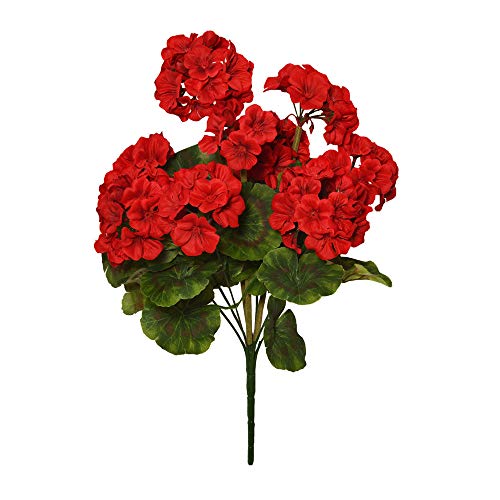 FloristryWarehouse Bouquet de géranium artificiel en soie synthétique - 47 cm - 9 têtes, rouge