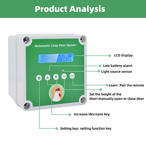 NEYOMID Automatischer Hühnerstall,Neuester Power-Off Memory LCD Timer und Lichtsensor Hühnerstall Türöffner… – Bild 4