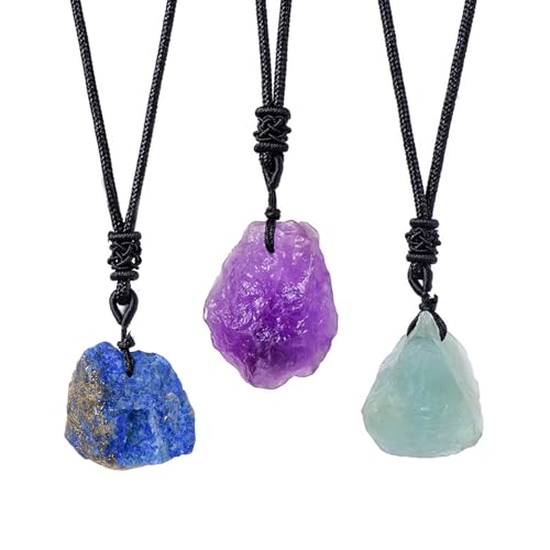 kingsea 天然クリスタル原石ペンダントネックレス 手編みネックレス 長さ調節可能 ピンククリスタルアメジスト シトリン 原石ネックレス ジュエリー, ジェムストーン, 水晶
