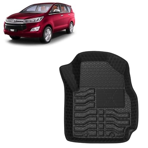 Image of Kingsway Accessories Premium 4.5D Car Floor Mats Only Compatible with Toyota Innova Crysta (Manual Transmission) Year 2015 to 2021, 4 Pcs, 100% Waterproof PVC Foot Mats | Black | 1 Year Warranty