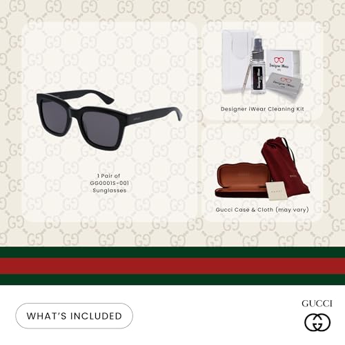 Gucci GG0001S Rectangle Sunglasses For Men +BUNDLE with ACCESSORY EYEWEAR KIT2