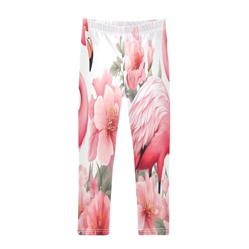 Toddler Girls Leggings Printed Yoga Pants Leggings Pink Floral Flamingo for Kids