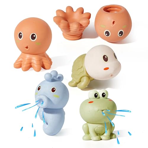 AMCHSURI Squirting Animal Bath Toys for Babies 6-18M & Toddlers 1-3Y | Spray Water Toys for Bathtub, Pool, Shower Play | Fun Bath Gift for Boys Girls