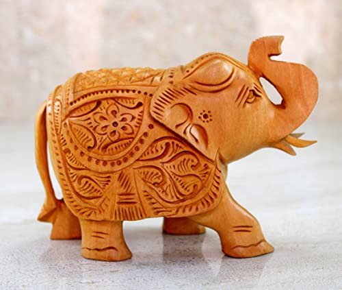 Escultura de elefante de madera mediana decorativa