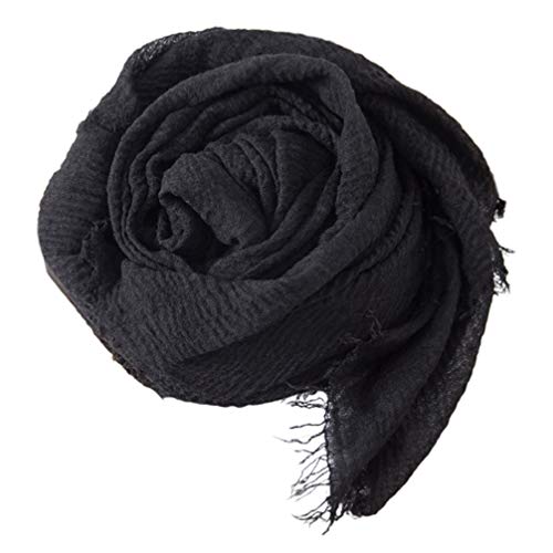 Cachecol de linho de algodão turbante, xale muçulmano, cachecol de linho, cachecol de pescoço para v