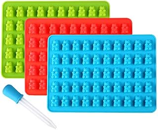 Lizber Gummy Bear Molds 3 Pack, Silicone Candy Molds 50 Cavities with Bonus