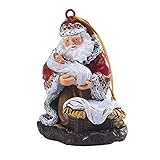 VALICLUD Sitting Santa with Baby Jesus and Lamb Figure Kneeling Santa Collection Resin Christmas Hanging Decoration Statue Xmas Fireplace Ornaments