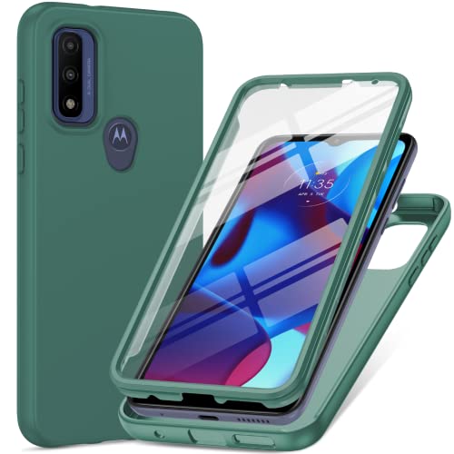 PUJUE for Motorola Moto-G Pure Phone Case: G Play 2023 | G Power 2022 Silicone Matte Case 360 Full Protection - Rugged Bumper Sturdy Shockproof Drop Protective TPU Cell Phone Cover Woman Men (Green)