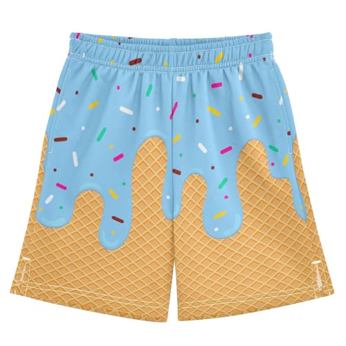 Athletic Gym Shorts Boys Casual Shorts Elastic Waist with Pockets, Summer Kids Bottom for Sports Homewear 7-15 Years