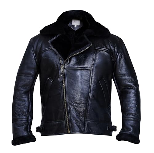 Cross Zip B3 Bomber Aviator Real Shearling Sheepskin Bomber Jacket