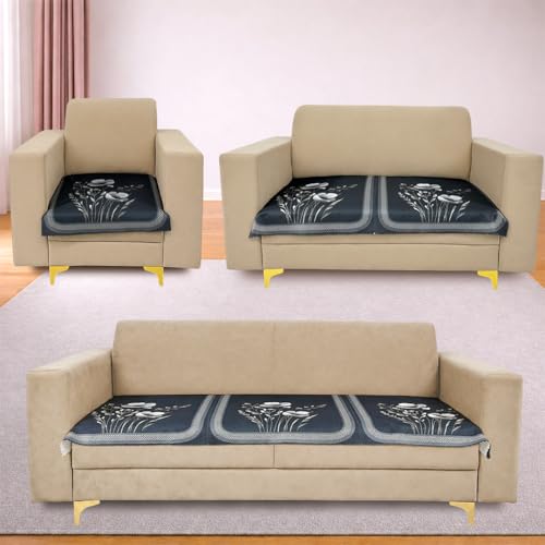Image of Homerz Premium Waterproof Jasmine Joe Sofa Seat Cover - Floral Printed Sofa Protector | Non-Slip, Washable & Durable Sofa Protector (Grey, 6 (3+2+1) Seater)