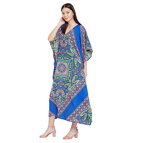 Image of Oussum Women Kaftan Plus Size Polyester Summer Lightweight Caftan Swimsuit Cover Ups Maxi African Mumu Lounge House Dress