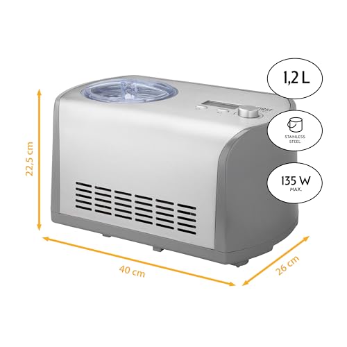 TZS First Austria Eismaschine mit Kompressor | Ice Cream Maker selbstkühlend mit entnehmbarem 1,2 Liter Edelstahl-Eisbehälter & Deckelöffnung für Zutaten | Eiscreme-Maschine für zuhause – Bild 3