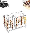 Air Fryer Skewer Rack Stainless Steel Vertical Stand for Kabobs Chicken Meat Seafood Dishwasher Safe Smooth Edges