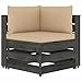 Tidyard Modułowa sofa narożna z poduszkami, część narożna sofy, sofa z palet, sofa z paletami, fotel ogrodowy, fotel ogrodowy, sofa pojedyncza, sofa ogrodowa, szare drewno impregnowane