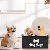 inheming Filz Aufbewahrungsbox für Hundespielzeug, Hundespielzeug Aufbewahrung, Schwarz Rechteck Aufbewahrungskorb für die Organisation von Haustierspielzeug, Decken, Leinen 38cm x 25cm x 18cm