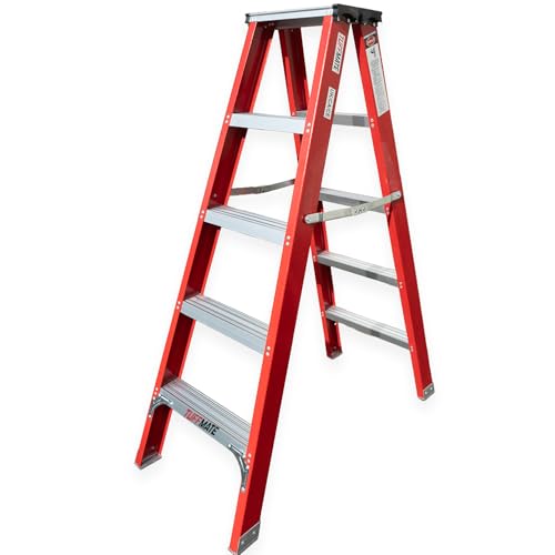 5 Tread Fibreglass Step Ladder 1.5m Lightweight EN-131 Certified Ladder for Electrical & Industrial Use TUFFMATE for Tough Jobs