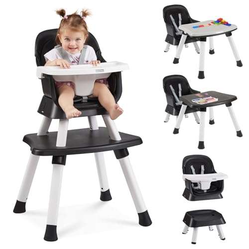 Image of 8 in 1 Baby High Chair with Removable Tray, Multifunctional High Chair for Babies and Toddlers, Converts Kids Table & Chair Set/Toddler Building Block Table/Step Stool/Small Dining Chair