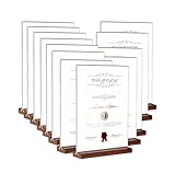 midgreyeye 6 Stück A5 Premium Acryl Tischaufsteller mit Holz Sockel Aufsteller A5 für Büro Restaurant Cafe Shop Hochzeit