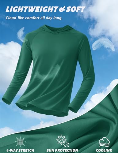 Image of KEFITEVD Men's Sun Hoodie Long Sleeve Fishing UPF 50+ SPF Quick Dry Shirts