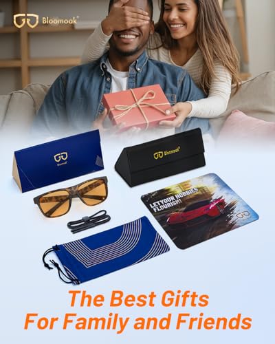 Image of Bloomoak-99% Blue Light Blocking Glasses - Gaming Glasses - Anti Glare - Anti Fatigue -Suitable for Screens, Games, TVs