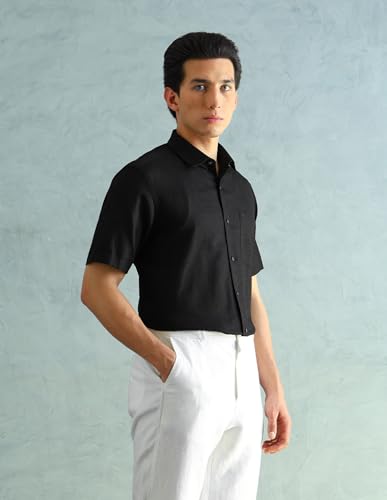 Image of Arrow Solid Regular Fit Mens Formal Shirt - Cotton, Breathable & Comfortable, Half Sleeves Shirts for Men