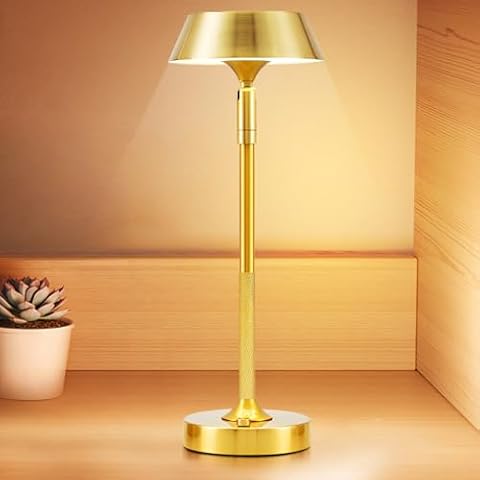 SENCU Cordless Table Lamp, Rechargeable Portable Touch Desk Lamps Room Decor 3 Color Stepless Dimming Wireless Lamps, LED Night Light for Bedroom Patio Restaurant Outdoor Party Bars (Gold) Cover