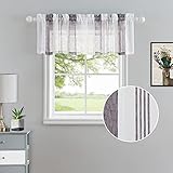 Cortina de Disco CAROMIO Cortina de bistró de Estilo rústico Cortina Corta con Cenefa de Rayas de Cocina, 1 Pieza An x Al 137x38cm
