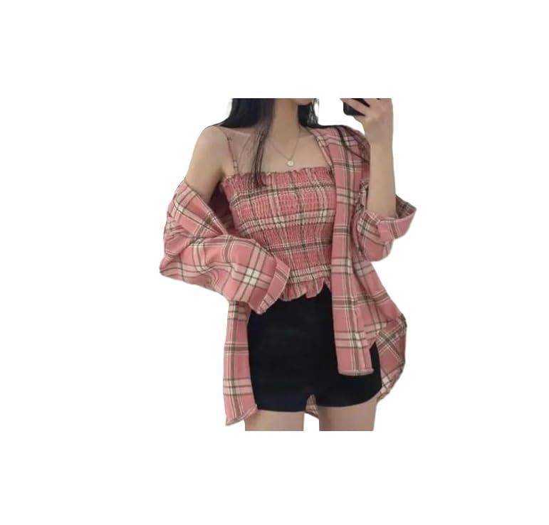 Umra Collection Women Checked Shirt Top Ideal for Simple Everyday Comfort and Clean Casual Appearance Use-picture-51