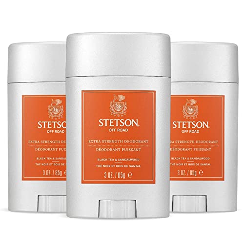 STETSON Personal Care Extra Strength Deodorant by Scent Beauty - Gel Mens Deodorant Stick for Grooming Kit - 3 oz - 3 Pack - Off-Road