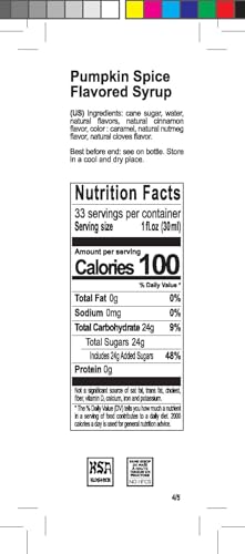 Image of 1883 Pumpkin Spice Syrup - Premium French Flavoring Syrup for Coffee, Lattes, Iced Coffee, Cocktails & Desserts - 1L Glass Bottle, Made in France