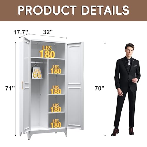 SteeLoong Armoire Wardrobe Closet,71" H Wardrobe Cabinet with Hanging Rod - image 2