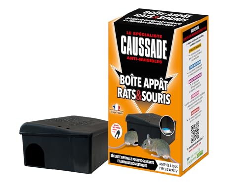 CAUSSADE Boite Appât Rats & Souris - Sécurisée avec Clé de Fermeture - Réutilisable - Résistante - 3 Mangeoires - À Garnir avec Différents Appâts...