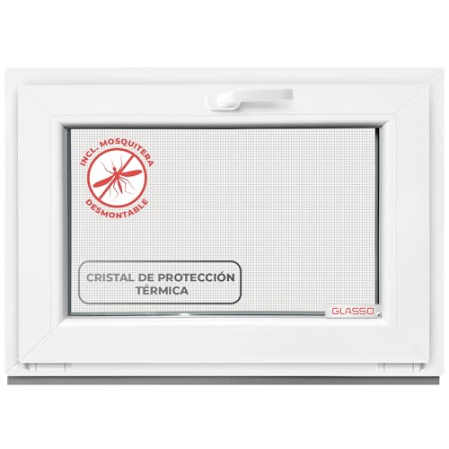 Ventana basculante de 40 x 50 cm, doble acristalamiento, todos los tamaños, ventanas de plástico con perfil de 60 mm, 400 x 500 mm (ancho x alto), perfecto para ventanas de jardín, ventanas de garaje