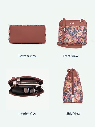 Image of ZOUK Printed Vegan Leather Out Of Office Sling Bag With Adjustable Strap For Women's Girls