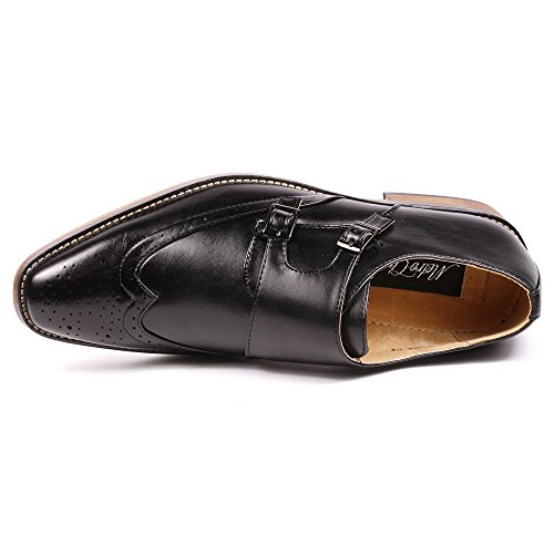Metrocharm MC104 Men's Double Monk Strap Wing Tip Perforated Slip On Loafers Dress Shoes4