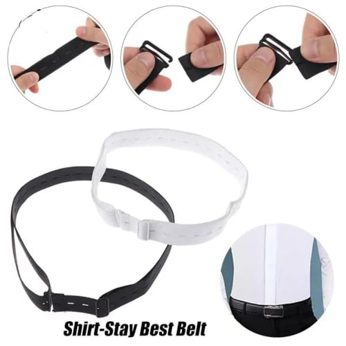 Locking Belt Adjustable Men Women Shirt Holder Belt Wrinkle-Proof Shirt Stay Best Belt(white)4