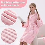 V.&GRIN Girls Hooded Towel Robe, Soft Microfiber Quick-Dry Bathrobe (Light Pink,11-12)